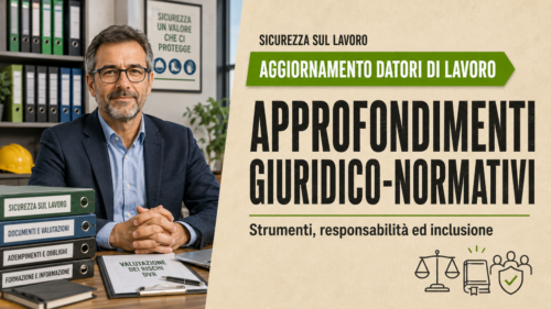Aggiornamento formazione per datori di lavoro. Approfondimenti giuridico-normativi: Strumenti, responsabilità ed inclusione.