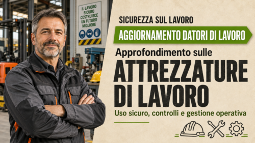 Aggiornamento formazione per datori di lavoro. Approfondimento sulle attrezzature di lavoro.