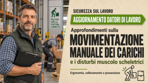 Aggiornamento formazione per datori di lavoro. Approfondimenti sulla movimentazione manuale dei carichi e i disturbi muscolo scheletrici.