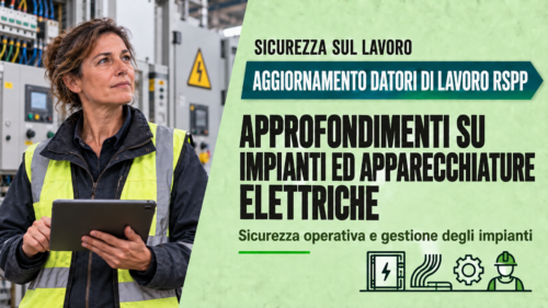Aggiornamento formazione per datori di lavoro RSPP. Approfondimenti su impianti ed apparecchiature elettriche.