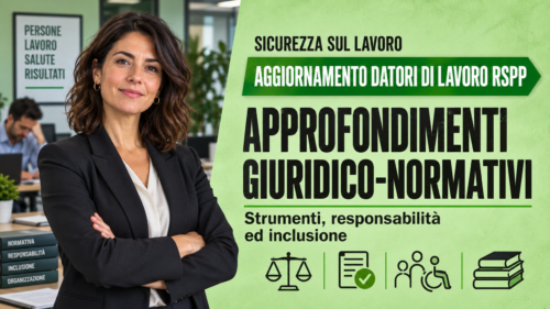 Aggiornamento formazione per datori di lavoro RSPP. Approfondimenti giuridico-normativi: Strumenti, responsabilità ed inclusione.