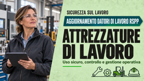 Aggiornamento formazione per datori di lavoro RSPP. Approfondimento sulle attrezzature di lavoro.