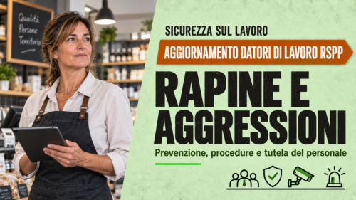 Aggiornamento formazione per datori di lavoro RSPP. Approfondimento sul rischio rapine e aggressioni.