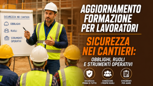 Aggiornamento formazione per lavoratori. Sicurezza nei cantieri: Obblighi, ruoli e strumenti operativi.