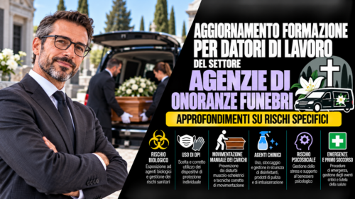 Aggiornamento formazione per datori di lavoro del settore agenzie di onoranze funebri. Approfondimenti su rischi specifici.