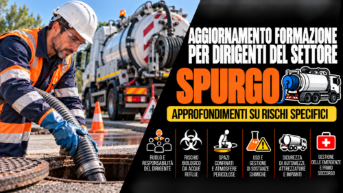 Aggiornamento formazione per dirigenti del settore spurgo. Approfondimenti su rischi specifici.