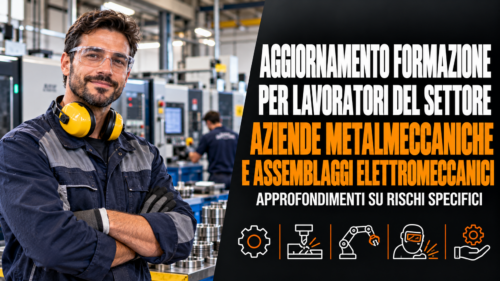 Aggiornamento formazione per lavoratori del settore aziende metalmeccaniche e assemblaggi elettromeccanici. Approfondimenti su rischi specifici.
